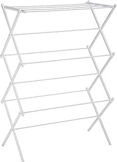 Amazon Basics Foldable Portable Clothes Drying Rack for Indoor Air Drying, Collapsible Design, 14.5" D x 29.5" W x 41.8" H, White