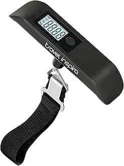 travel inspira Luggage Scale, Portable Digital Hanging Baggage Scale for Travel, Suitcase Weight Scale with Rubber Paint, 110 Pounds, Battery Included
