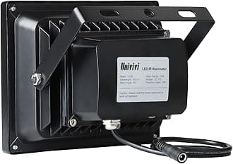 Univivi Infrared Illuminator, 850nm 12 LEDs 90 Degree Wide Angle IR Illuminator for Night Vision, Waterproof LED Infrared Light for CCTV Security Camera, with Power Adapter, Black