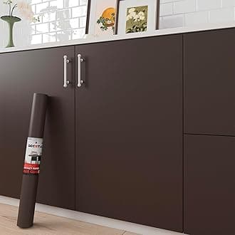 Decotalk Dark Brown Contact Paper - Peel and Stick Wallpaper Self Adhesive Contact Paper for Cabinets Decorative 17.7"x120" Solid Brown Wallpaper for Bedroom Walls Removable Wallpaper Matte Vinyl