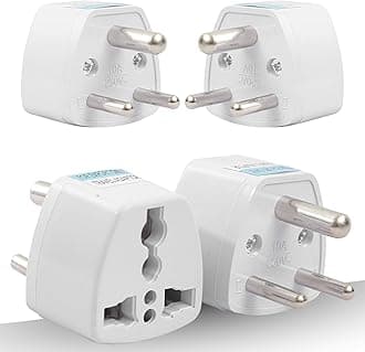Hi-Plasst India Converter Plug 3Pin (Pack of 4) - World Travel Adapter for USA, UK, Canada, Europe to India - Type D Adaptor Plug Socket for Foreign Devices in India