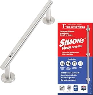 Simon's Flexy 304 Stainless Steel Grab bar for Bathroom and Toilet Safety Handle of Elderly People - 60 cm with 2 Legs of 4.5 cm