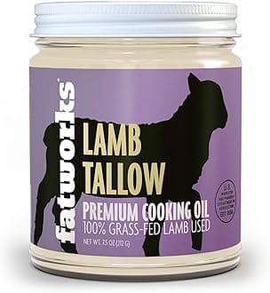 Fatworks Premium Lamb (Mutton) Tallow, 100% Grass-Fed Grass-Finished, Pasture Raised, Artisanally Rendered, Gourmet, Ethnic Cooking, Baking, Frying, WHOLE30 APPROVED, KETO, PALEO, 7.5 oz.