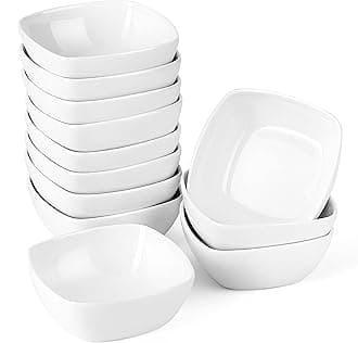 MALACASA 5 oz Porcelain Dip Bowls Set, 12 Pack Dipping Sauce Dishes, Charcuterie Bowls, Stackable Ramekins for Pudding, Souffle, Creme Brulee, Dessert, Snack, Charcuterie Boards accessories, Oven Safe