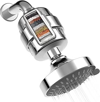 AquaHomeGroup Luxury Filtered Shower Head Set 15 Stage Shower Filter for Hard Water Removes Chlorine and Harmful Substances - Showerhead Filter High Output (5 - Mode Shower Head)