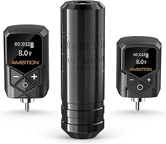 Ambition Torped Tattoo Machine Kit - Rotary Tattoo Machine Cartridges Short Pen with 2Pcs 2400mAh & 1800mAh Tattoo Power Supply Brushless Motor for Professional Tattoo Artist