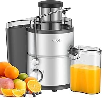 800W Juicer Machine, 3” Wide Feed Chute, Dual-Speed Centrifugal Juicer for Fruits & Vegetables, Anti-Drip Function, BPA-Free, Easy to Clean with Brush, White