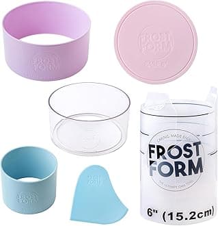 American Crafts Food Crafting 6 Inch Frost Form Starter Kit (7 Piece) Cake Pan Round Liner Stand Crumb Cutter Finisher Base