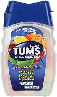 Antacid Chewable Tablets, Extra Strength For Heartburn Relief & Indigestion, Assorted Fruit, 48 Tablets