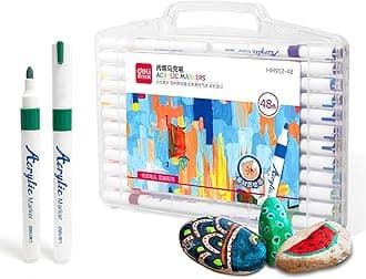 deli Paint Markers Quick Drying Acrylic Marker Pens for Kids Paint Pens Paint Markers for Wood Rock Plastic Canvas-48 Colors
