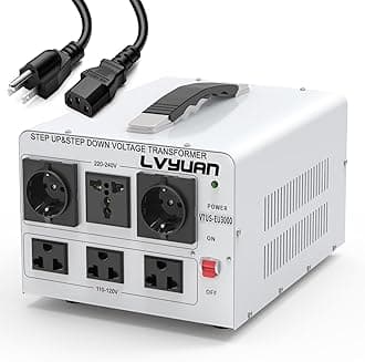 3000W Watt Voltage Transformer Converter Step Up/Down Converter 110/120 Volt - 220/240 Volt with 3 US&2 EU&1 Universal Outlet and CE Certified,Circuit Break Protection