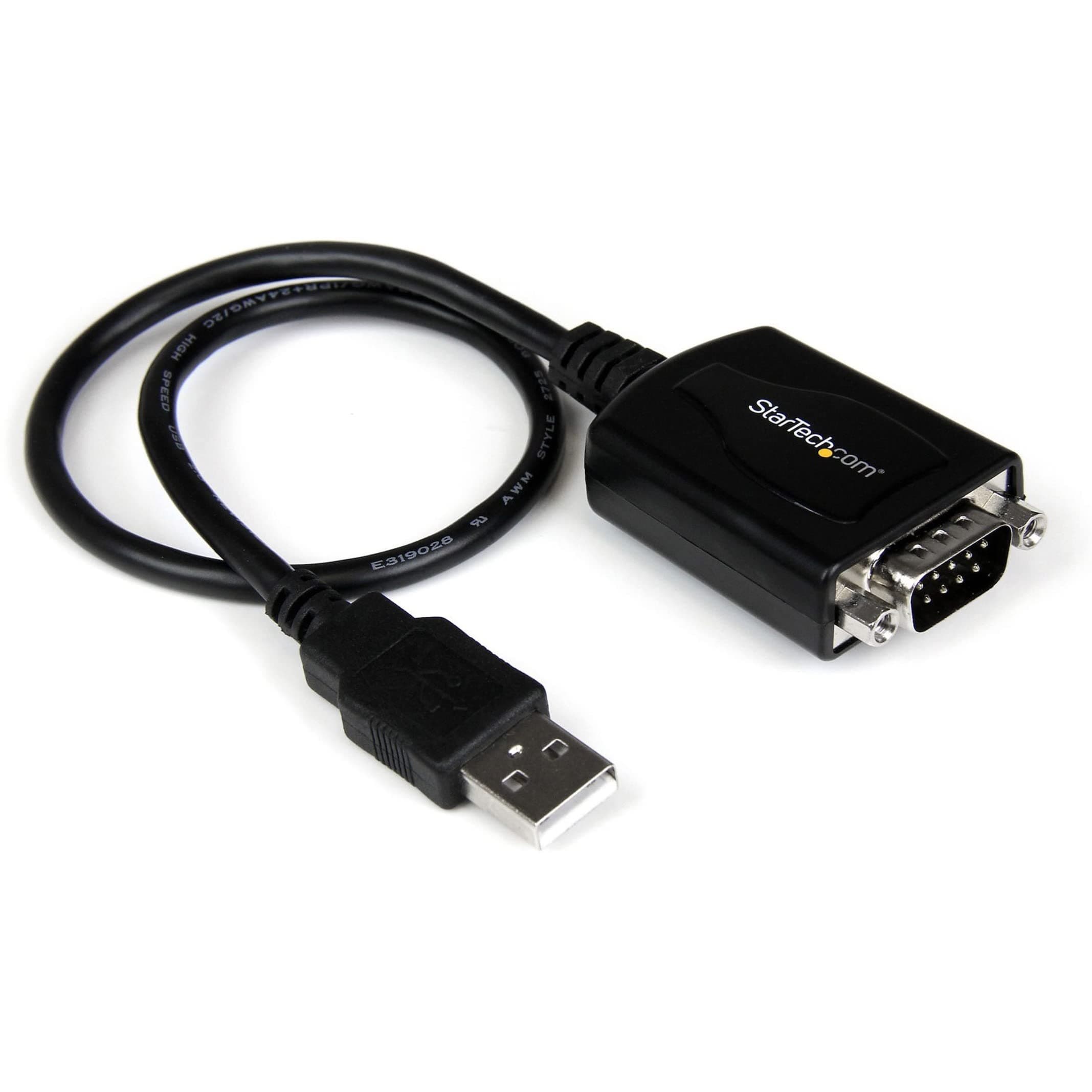 StarTech.com 1 ft. USB to RS232 Serial DB9 Adapter Cable with COM Retention - Up to 920 kpbs USB to VGA Adapter (ICUSB232PRO) Black
