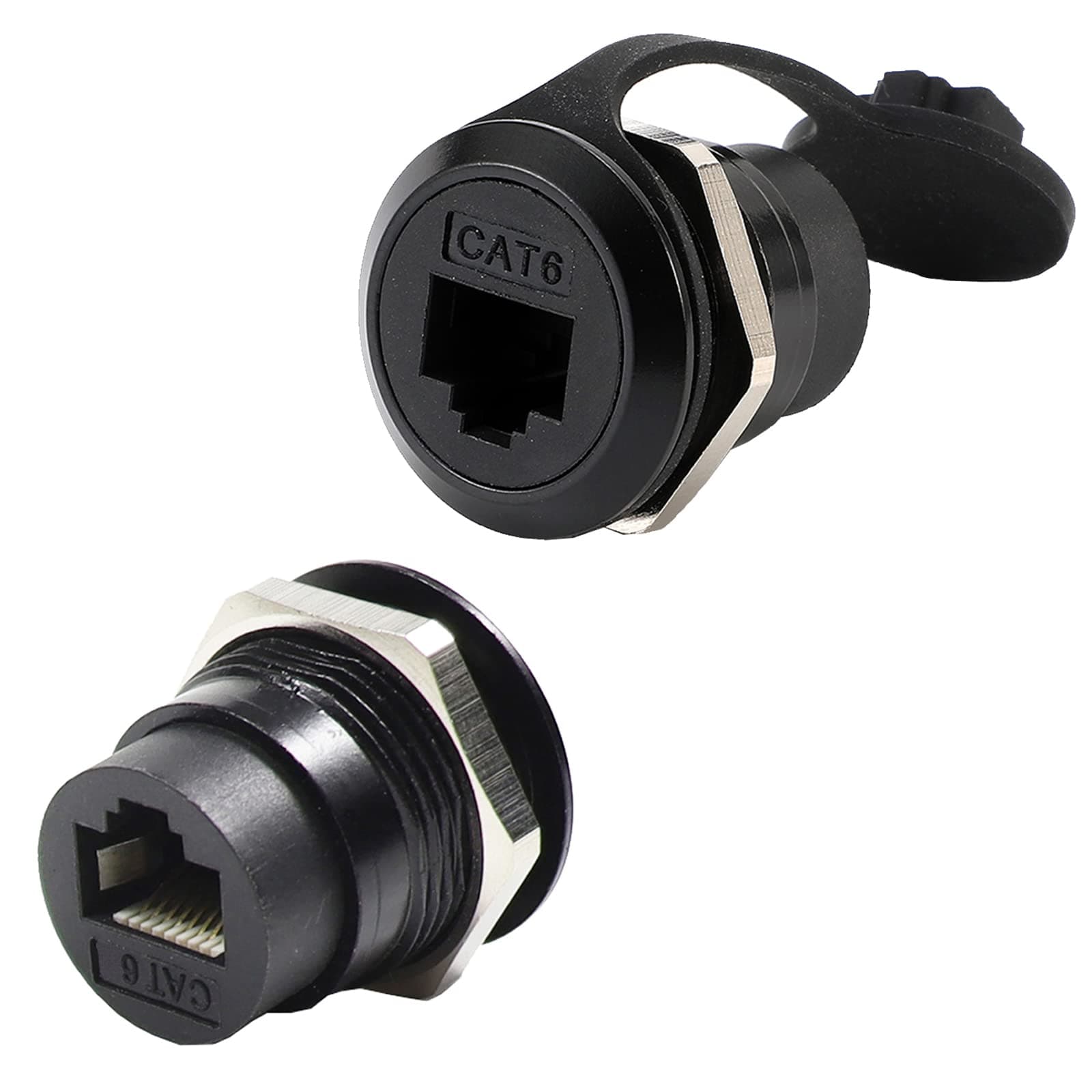 PENGLIN 2Pack RJ45 Panel Mount Coupler, Ethernet LAN Pass Through Connector, CAT6 Female to Female Bulkhead Extension Interface Adapter