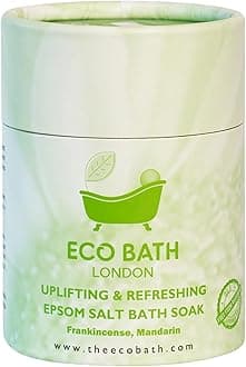 Eco Bath London Uplifting and Refreshing Epsom Salt Bath Soak - Tube 250g, Magnesium Bath Salt Infused with Frankincense and Mandarin Essential Oils, Epsom Bath Salts for Refreshing