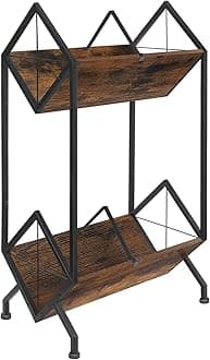 YINMIT Vinyl Record Holder, 160-200 LP Vinyl Record Storage Rack, Quick Assembly, Retro Style Organizer for Magazine, Book, Files, Albums (Retro Brown, 2 Tier)