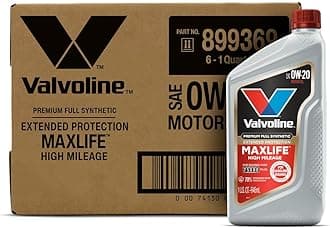 Valvoline Extended Protection High Mileage with Ultra MaxLife Technology 0W-20 Full Synthetic Motor Oil 1 QT, Case of 6