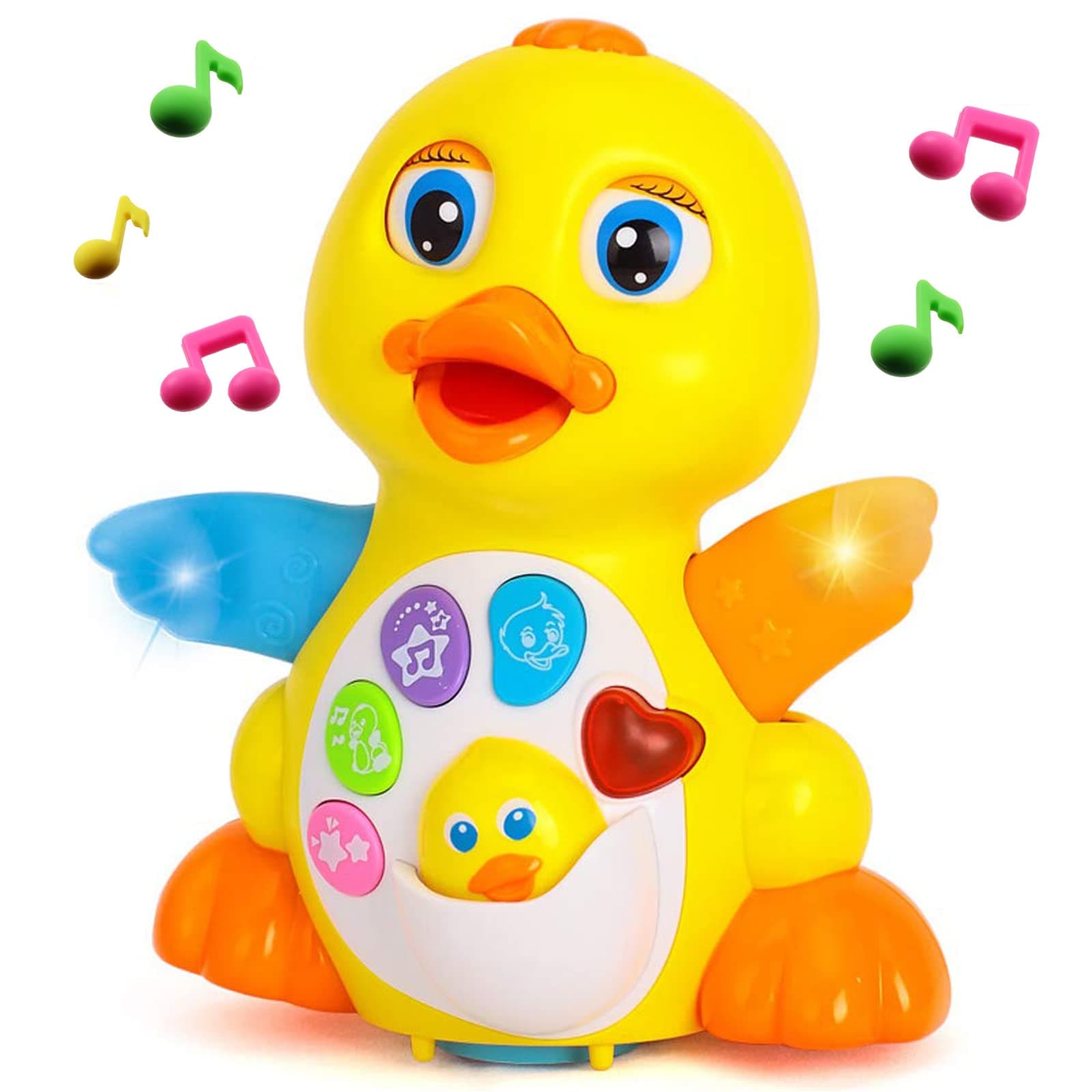 Musical Flapping Yellow Duck Interactive Action Educational Learning Walking Light Up Dancing Toy for 1 Year Old Baby Toddler Infant