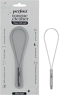 Perfora Silver Steel Tongue Cleaner For Men And Women | For Fresh Breath, Improved Taste Sense & Bacteria Removal