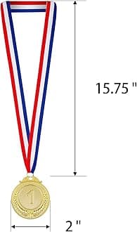 Award Medals 1st 2nd 3rd (Gold, Silver, Bronze) Metal Style Winner with Neck Ribbon, 2 Inches