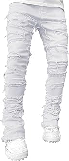 Men's Light Wash Slim Straight Stretch Denim Jeans 70s Disco Relaxed Fit Work Bottom Jeans for Men