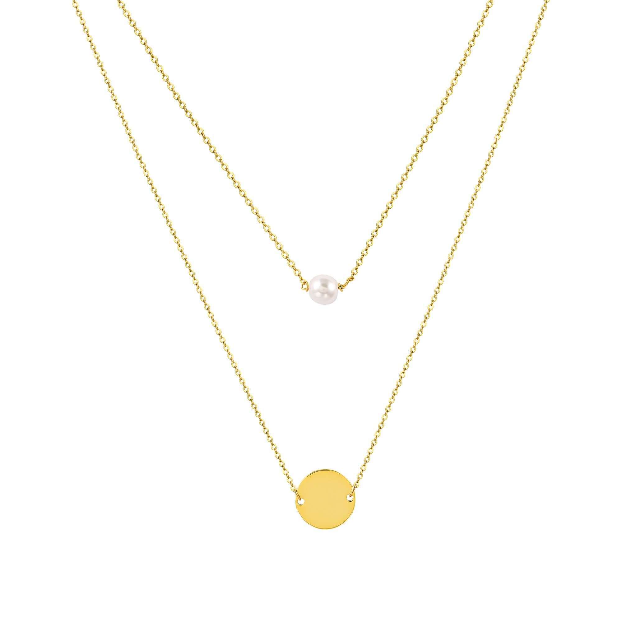 Tewiky Pearl Necklaces for Women, Dainty Gold Necklace 14k Gold Plated Single Pearl Necklace Simple Pearl Choker Necklaces for Women Trendy Cute Gold Necklace Jewelry for Women