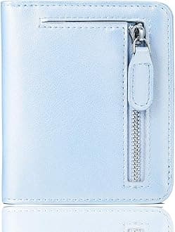FUNTOR Small Wallets for Women, Ladies Small Compact Bifold Pocket RFID Blocking Genuine Leather Wallet for Women