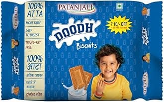 - Doodh Biscuit, Whole Wheat Milk Cookie, Rich in Fibre, 800 Gm