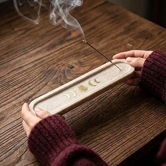 RITUALISTIC Marble Incense Holder with Metal Inlay| Incense Burner | Pooja Items | Loban Dani Holder| Dhoop Batti Stand | Dhoop Dani Burner for Home Office Temple