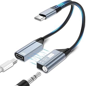 Quanlex 2 in 1 Magnetic USB C to 3.5mm Headphone Jack Adapter and Charger, USB C to Aux Audio Jack Hi-Res 32bit/384kHz with PD 60W Fast Charging Dongle Cable for iPad iPhone 16/15