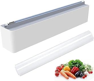 Aluminum Foil & Plastic Wrap Dispenser with Cutter - Refillable, BPA Free Cling Film Included