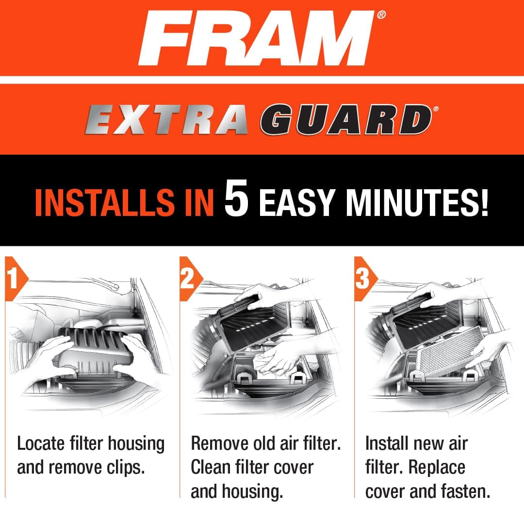 FRAM Extra Guard CA10085 Replacement Engine Air Filter for Select Volkswagen Models, Provides Up to 12 Months or 12,000 Miles Filter Protection