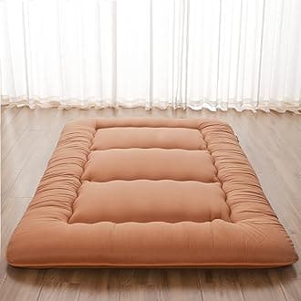 Japanese Floor Mattress, Futon Mattress with Portable Storage Bag, Roll Up Mattress Thick Tatami Mattress Suitable for Camping, Guest Room, Light Coffee, Twin