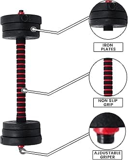 MaxStrength Adjustable Dumbbell Barbell Strength Training Weight Lifting Set Home Gym Bicep Vinyl Dumbell Pair 10kg, 15kg, 20kg, 25kg, 30kg