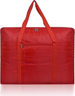 Amazon Brand - Solimo Parachute Jumbo Underbed Rectangular Storage Bag with Zipper and Handle, Red, Standard