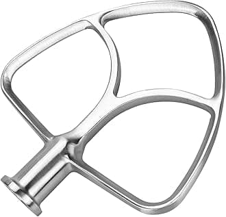 Mixer Attachments for KitchenAid 4.5–5 Quart Tilt-Head Stand Mixers – Compatible with Artisan & Classic – Beaters, Whisks, Dough Hooks & Attachment Sets by MMOBIEL (Flat Beater, Stainless Steel)