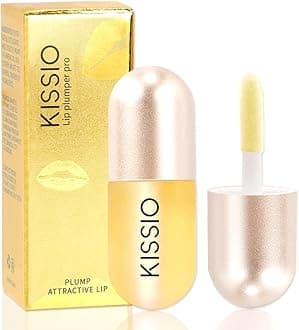 KISSIO Lip Plumper,Day Lip Plumper,Lip Enhancer,Plant Extracts Plumping Lip Serum, Lip Plumping Balm, Moisturizing Clear Lip Gloss for Fuller Lips & Hydrated Beauty Lips 5.5ml (04#Golden)