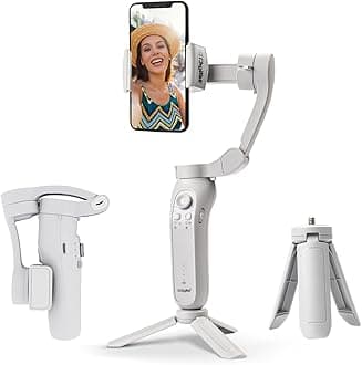 DIGITEK® (DSG-007F) 3-Axis Gray Smartphone Gimbal - Wide Angle Handheld Vlogging Stabilizer - 4 Creative Operation Modes for Android & iOS - Seamless Videography