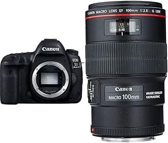 Canon EOS 5D Mark IV Full Frame Digital SLR Camera Body with EF 100mm f/2.8L is USM Macro Lens for Canon Digital SLR Cameras, Lens Only
