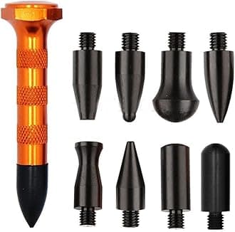 G&S DIY Paintless Dent Repair Tool Kit - Metal Tap Down Pen with 9 Heads Tips for Dent Removal