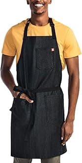 - hedley & bennett Essential Apron - Heavy-Duty Denim Kitchen Apron with Pockets & Towel Loop - Professional Chef Workwear for Cooking & Grilling - Abalone