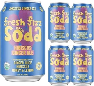 Sodas Organic Soda - All Natural Soda Sweetened With Honey, Flavors Include Sparkling Juices and Soda Pops Like Cola and Ginger Ale - No Stevia Aftertaste, Made With Real Food Ingredients. Great For Paleo And SCD Diets (4-pack, Hibiscus Ginger Ale)