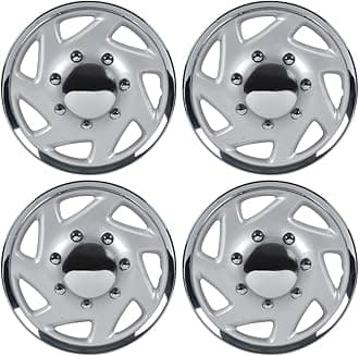 BDK 4-Pack Premium 16" Wheel Rim Cover Hubcaps OEM Style Replacement for Ford E150 E250 E350 Econoline F-150 F-250 F-35 F-250 F-350, Snap On Car Truck SUV Hub Cap - 16 Inch Set