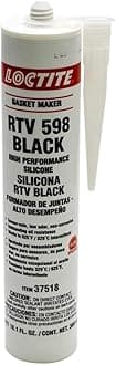 Sealant, Black RTV 598, Silicone, 300 ml Cartridge, Each