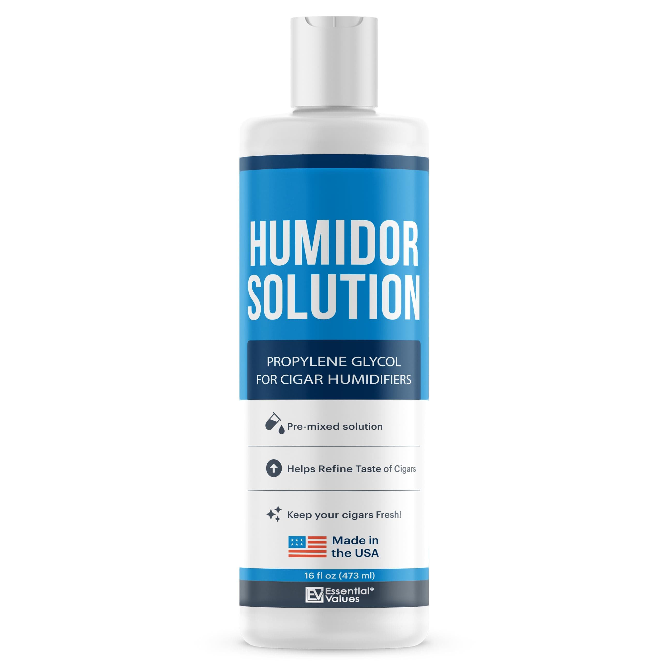 Essential Values Cigar Humidor Solution - 16oz Propylene Glycol Solution (PG) For Humidifiers - Cigar Juice - Humidor Liquid Accessories and Supplies