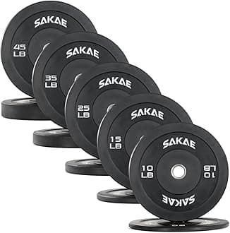 SAKAE Olympic Rubber Bumper Plates, 2-Inch Weight Plate Set with Steel Hub, Ideal for Weightlifting, CrossFit, Strength Training & Home Gym Workout, Available in Single, Pair & Sets, Multiple Sizes