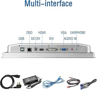 GreenTouch 13.3 Inch Industrial Embedded Capacitive Touchscreen Monitor, Open Frame Multi-Touch Screen Industrial Front IP65 Monitor - HDMI+VGA+DVI - 1920 * 1080 Resolution