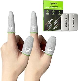 SpinBot Silver Fiber Thumb & Finger Sleeve for Mobile Game (4 Pieces), Pubg,Cod,Freefire -with Metal Carry Box-Pack of 2 Pair