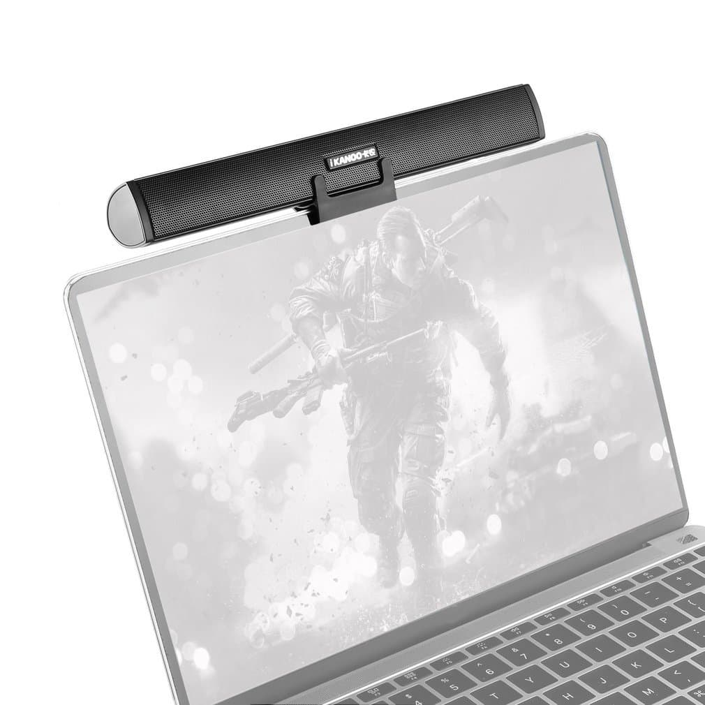 Wired Computer Speaker Bar USB Cable Powered, Portable Soundbar For Notebook, Ultrabook, PC (Only Support Windows PCs Like HP, Dell, Not Support Apple Mac), TV - Clips On Laptop Or Stands On Desktop
