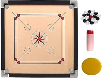 Generic PR Full Size Carrom Board with Coins Striker and Boric Powder, Beige (Large 26 inch)