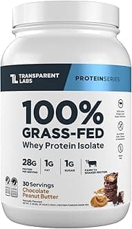 Grass-Fed Whey Protein Isolate - Naturally Flavored, Gluten Free Whey Protein Powder with 28g of Protein per Serving & 9 Amino Acids - 30 Servings, Chocolate Peanut Butter